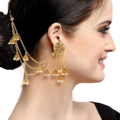 Bahubali Earrings Long Hair Earrings Hair Bahubali Ear Chain Online SANARA Indian Bollywood Jewelry Wedding Long  Chain Seychelles Ubuy