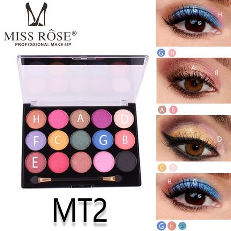 Buy Miss Rose 15 Color Glitter Eyeshadow Palette 7001-077MT 02 - 1 Pc-Purplle