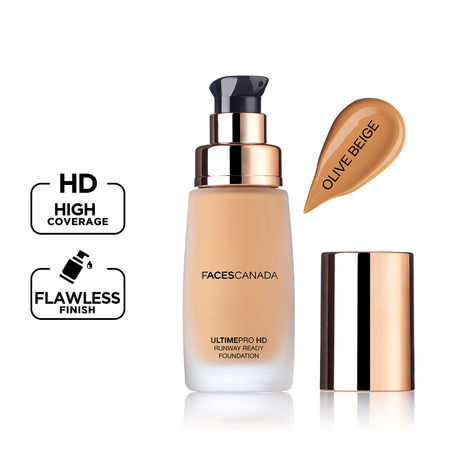 Buy FACES CANADA Ultime Pro HD Runway Ready Foundation - Olive Beige, 30ml | Radiant Flawless Finish | HD High Coverage | Blends Easily | Longwear | Natural Dewy Skin-Purplle
