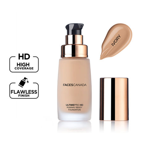 Buy FACES CANADA Ultime Pro HD Runway Ready Foundation - Ivory, 30ml | Radiant Flawless Finish | HD High Coverage | Blends Easily | Longwear | Natural Dewy Skin-Purplle