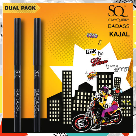 Buy Stay Quirky Dual Kajal Pack Black BadAss 1 | Long Lasting| Smudgeproof| Water resistent| Single Smooth Stroke| Vegan| Dermatologically tested|Intense Pigmentation (0.3 g X 2N)-Purplle