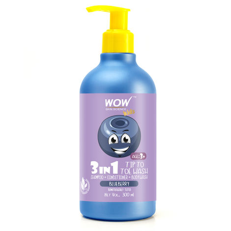 Buy WOW Skin Science Kids 3 In 1 Tip To Toe Wash (Shampoo + Conditioner + Bodywash) - Blueberry (300 ml)-Purplle