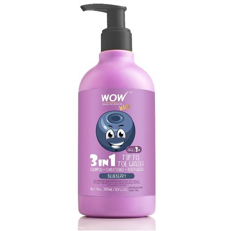Buy WOW Skin Science Kids 3 In 1 Tip To Toe Wash (Shampoo + Conditioner + Bodywash) - Blueberry (300 ml)-Purplle