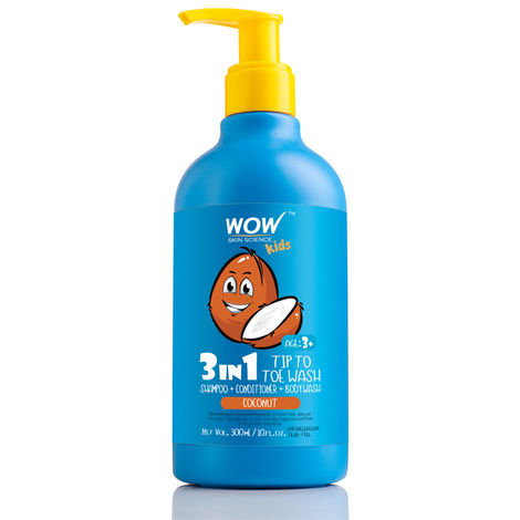 Buy WOW Skin Science Kids 3 In 1 Tip To Toe Wash (Shampoo + Conditioner + Bodywash) - Coconut (300 ml)-Purplle