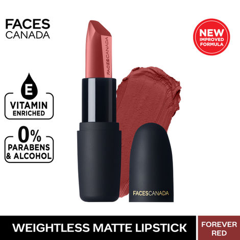 Buy Faces Canada Weightless Matte Lipstick | Jojoba and Almond Oil enriched | Highly pigmented | Smooth One Stroke Weightless Color | Keeps Lips Moisturized |Shade - Forever Red 4.5 gm-Purplle