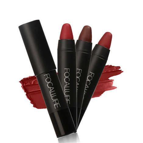 Buy Focallure 3 Pcs Matte Lips Crayon Lipstick Kit # 1 FA22#K1-Purplle