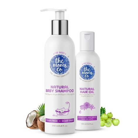 Buy The Moms Co. Natural Hair Care Essentials For Baby with Baby shampoo (200 ml) and Hair oil (100 ml)-Purplle