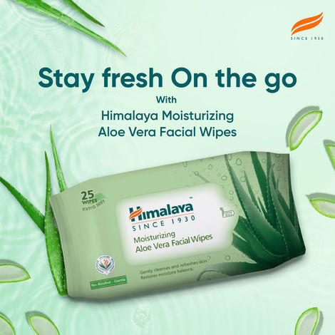 Buy Himalaya Moisturizing Aloe Vera Facial Wipes 25's Online | Purplle