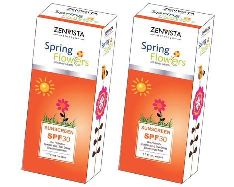 Buy Zenvista Meditech Spring Flower Sunscreen SPF 30 with D Tanning cream & Sun Block (100ml) Pack of 2-Purplle