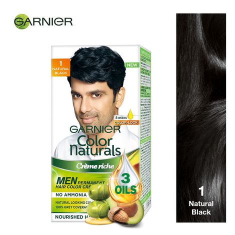 Buy Garnier Color Naturals Men Permanent Hair Colour Cream - Natural Black 1 (30 ml + 30 g)-Purplle