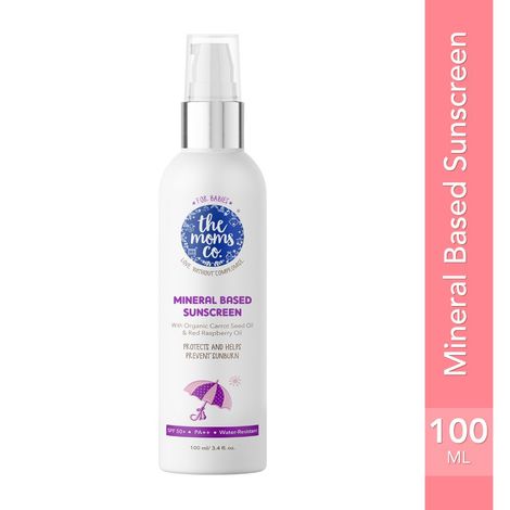 Buy The Moms Co. Waterproof SPF 50+ Natural Mineral Based Baby Sunscreen - for UV-A & UV-B Protection with Pongamia Glabra Seed, Red Raspberry Seed and Organic Carrot Seed Oil - 100ml-Purplle