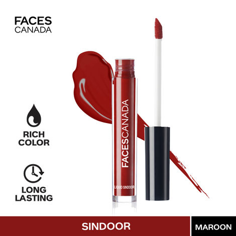 Buy FACES CANADA Liquid Sindoor - Maroon, 2.5 ml | Highly Pigmented Rich Color | Quick Drying & Long Lasting | Velvet Matte Finish | Water-Proof | Smudge-Proof | Crease-Proof | Sponge Tip Applicator-Purplle