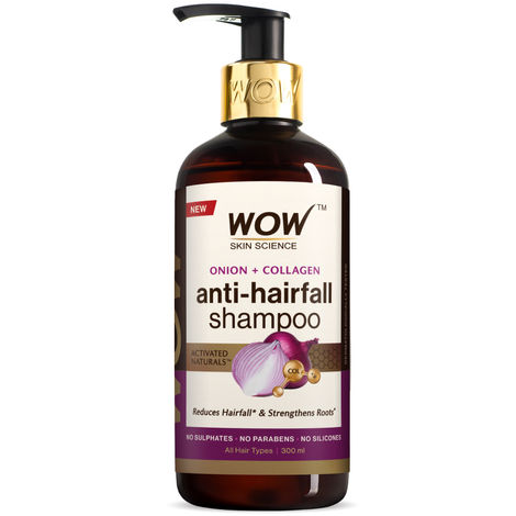 Buy WOW Skin Science Onion & Collagen Anti-Hairfall Shampoo | Reduces Hairfall | Strengthens Roots | Nourishes Scalp | Prevents Breakage | Enhances Hair Thickness and Shine| New & Improved Formulation-300 ml-Purplle