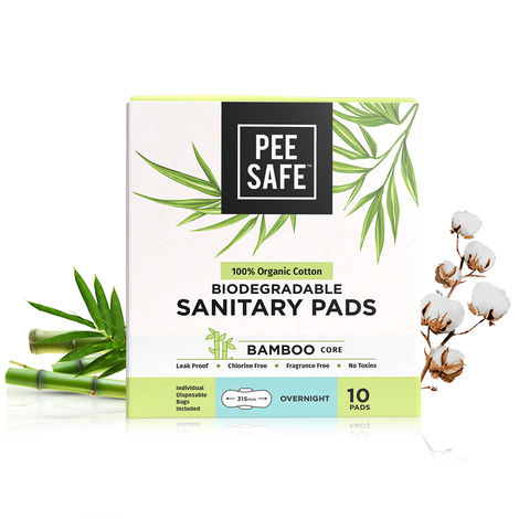Buy Pee Safe 100% Organic Cotton, Biodegradable Sanitary Pads - Overnight (Pack of 10)-Purplle