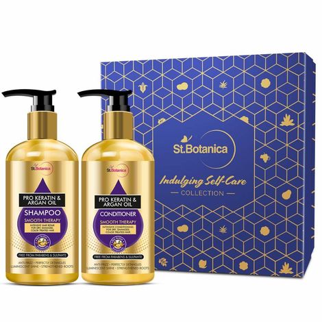 Buy St.Botanica Smoothening Haircare Combo | StBotanica Pro Keratin & Argan Oil Shampoo + Conditioner Kit (300 ml Each), No Sulphate, Paraben-Purplle