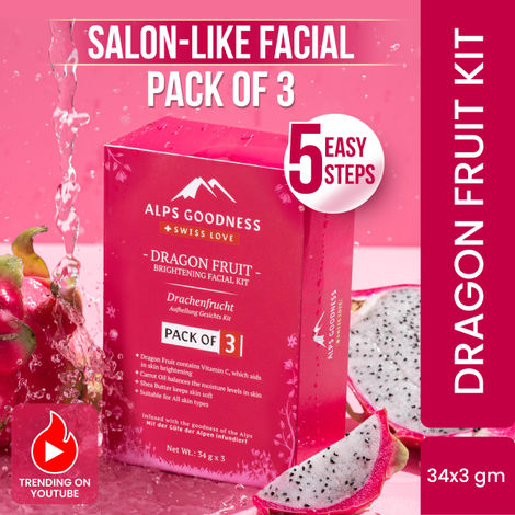 Buy Alps Goodness Dragon Fruit Brightening Facial Kit - Pack of 3 (34 gm x 3)-Purplle