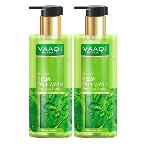 Buy Vaadi Herbals Pack of 2 Anti-Acne Neem Face Wash with Tea Tree Extract (250 ml x 2)-Purplle