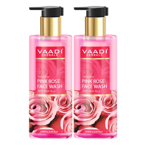 Buy Vaadi Herbals Pack of 2 Insta Glow Pink Rose Face Wash with Aloe Vera Extract (250 ml x 2)-Purplle