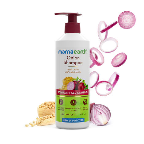 Buy Mamaearth Onion Shampoo for Hair Growth & Hair Fall Control with Onion Oil & Plant Keratin (400 ml)-Purplle