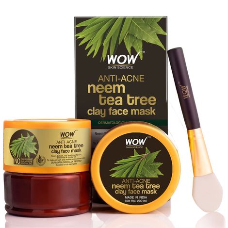 Buy WOW Skin Science Anti-Acne Neem & Tea Tree Clay Face Mask (200 ml)-Purplle