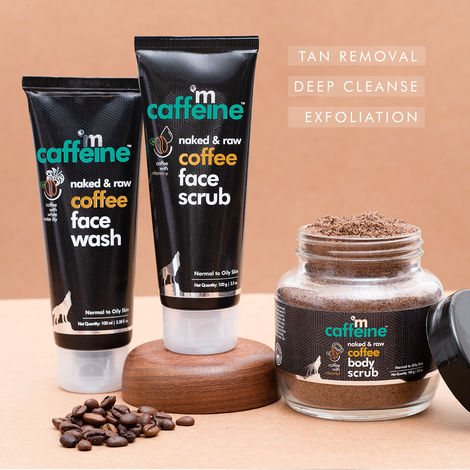 Buy mCaffeine Complete Coffee Skin Care Combo Face wash(100ml),Body scrub(100gm),face scrub(100gm)| Exfoliation, Tan Removal, Deep Cleanse | Oily/Normal Skin | Paraben & SLS Free-Purplle