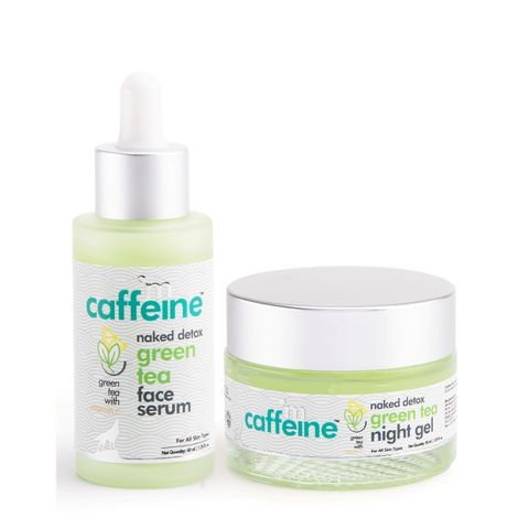 Buy mCaffeine Green Tea Face Hydration Kit for Dull Skin | Vitamin C | Face Serum, Night Gel | All Skin | Paraben & Mineral Oil Free 90 ml-Purplle