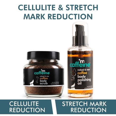 Buy mCaffeine Coffee Cellulite & Stretch Mark Reduction Duo | Body Scrub, Body Oil | All Skin | Paraben & Mineral Oil Free 200 gm-Purplle