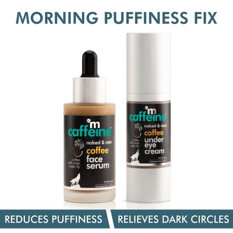 Buy mCaffeine Coffee Morning Puffiness Fix Combo with Under Eye Cream and Face Serum | Hydrates and De-puffs Face Skin & Relieves Dark Circles | 70ml-Purplle