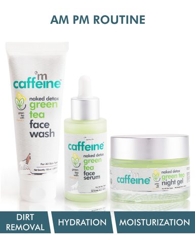 Buy mCaffeine AM PM Routine | Dirt Removal, Hydration, Moisturization | Face Wash, Face Serum, Night Gel | All Skin | Paraben & SLS Free 190 ml-Purplle