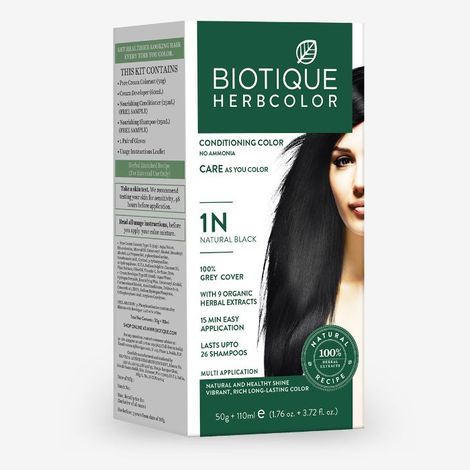 Buy Biotique Bio Herbcolor 1N Natural Black (50 g +110 ml)-Purplle