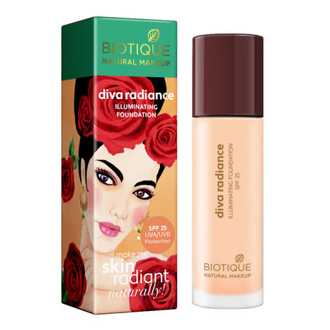 Buy Biotique Natural Makeup Diva Radiance Illuminating Foundation (Creamy Oatmeal)(30 ml)-Purplle