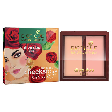 Buy Biotique Natural Makeup Diva Duo Blush (Pastel-N-Peach)(9 g)-Purplle