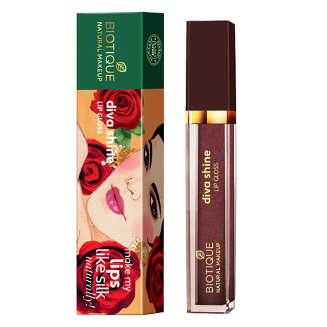 Buy Biotique Natural Makeup Diva Shine Lip Gloss (Sugar Plum)(3 ml)-Purplle