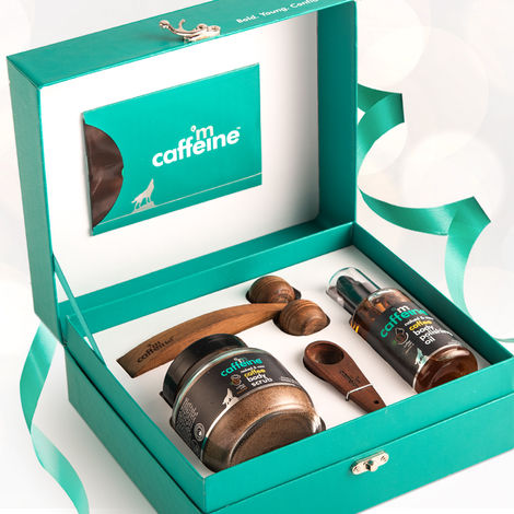 Buy mCaffeine Coffee De-stress Gift Kit (200 gm) | Premium Wooden Massager-Purplle