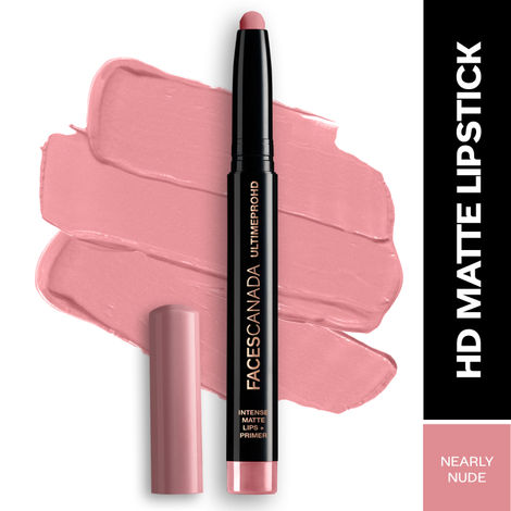 Buy FACES CANADA Ultime Pro HD Intense Matte Lipstick + Primer - Nearly Nude, 1.4g | 9HR Long Stay | Feather-Light Comfort | Intense Color | Smooth Glide-Purplle