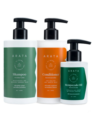Buy Arata Natural Daily Therapy combo for Men & Women with Hydrating Shampoo,Hempocado Oil & Hair Conditioner || All Natural,Vegan & Cruelty Free || Plant Based,Non-Toxic Daily Scalp Therapy-Purplle