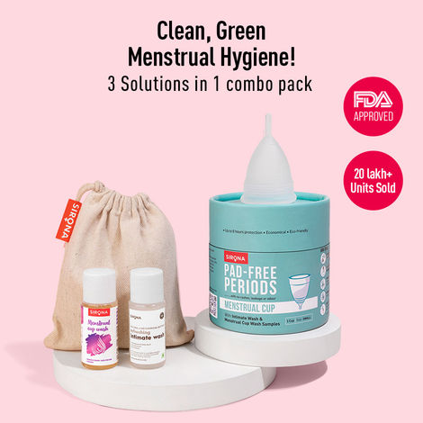 Buy Sirona Reusable Menstrual Cup - Small Size with Pouch, 15ml Mini Intimate Wash & Cup Wash, Ultra Soft, Odour & Rash Free, No Leakage, Protection For Upto 10-12 Hours, FDA Approved-Purplle