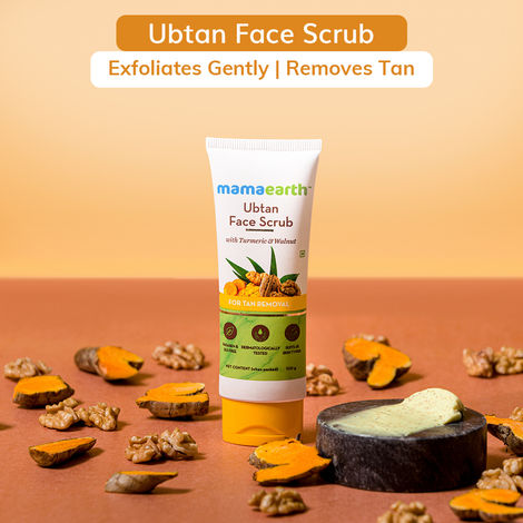 Buy Mamaearth Ubtan Face Scrub with Turmeric and Walnut for Tan Removal - 100 gm-Purplle
