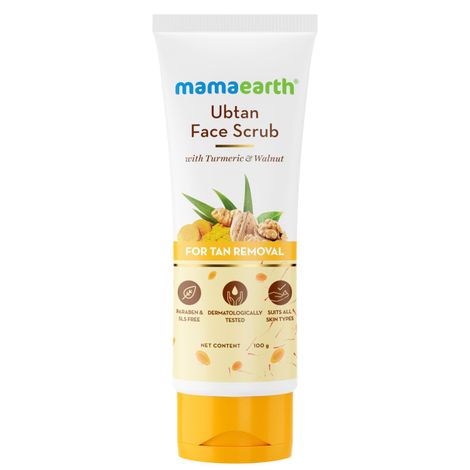 Buy Mamaearth Ubtan Face Scrub with Turmeric and Walnut for Tan Removal - 100 gm-Purplle