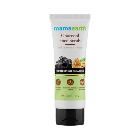 Buy Mamaearth Charcoal Face Scrub For Oily Skin & Normal skin, with Charcoal & Walnut for Deep Exfoliation (100 gm)-Purplle