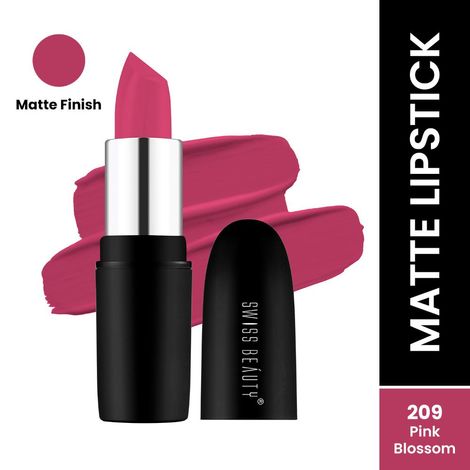 Buy Swiss Beauty Pure Matte Lipstick - Pink-Blossom (3.8 gm)-Purplle