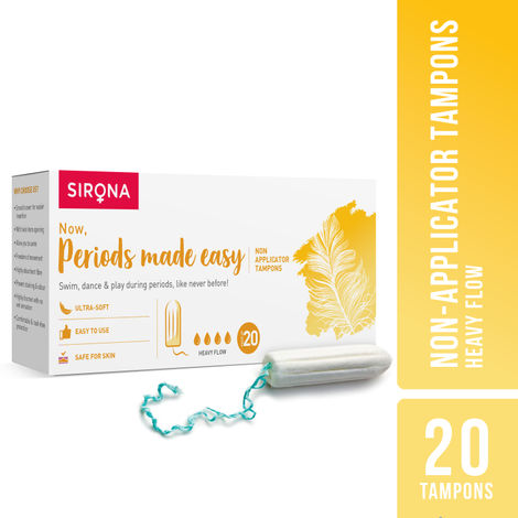 Buy Sirona Non Applicator Tampons, Now Periods Made Easy Heavy Flow 20 Count - 20 Pcs-Purplle