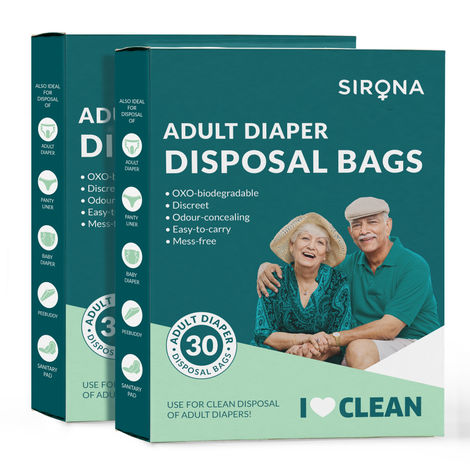 Buy Sirona Premium Adult Diaper Disposal Bags - 60 Bags (2 Pack - 30 Bags Each)-Purplle