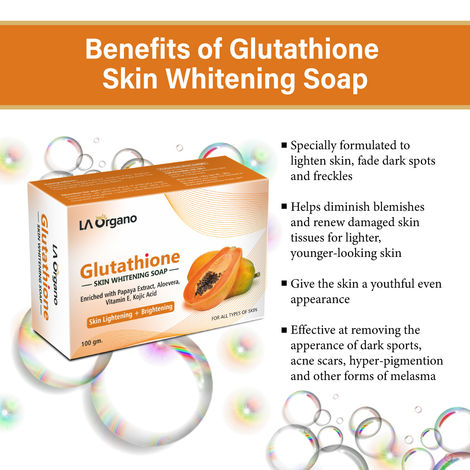 Buy LA Organo Glutathione Papaya Skin Lightening & Brightening Soap For All  Skin Type (100gm) Pack of 6 Online | Purplle