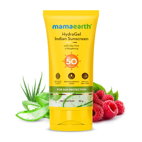 Buy Mamaearth HydraGel Indian Sunscreen with Aloe Vera and Raspberry for Sun Protection - 50 g-Purplle