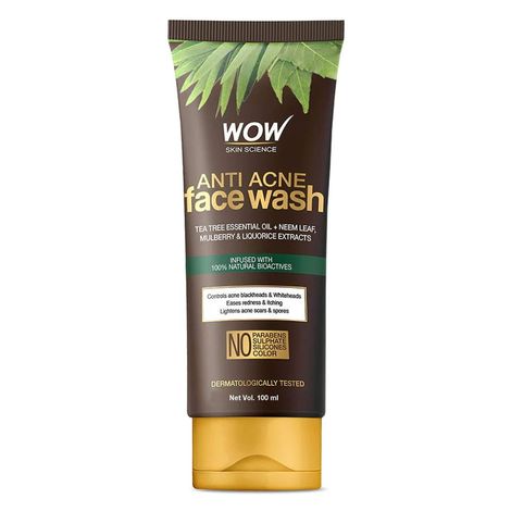 Buy WOW Anti Acne Neem & Tea Tree Face Wash (100 ml)-Purplle