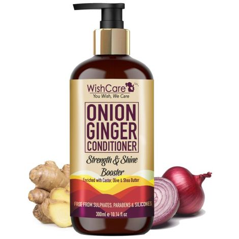 Buy WishCare Onion Ginger Conditioner - Strength & Shine Booster - No Parabens, Sulphates & Silicones - (300 ml)-Purplle