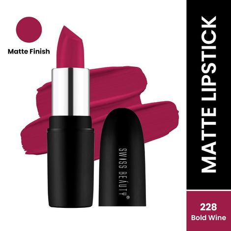Buy Swiss Beauty Pure Matte Lipstick Bold Wine 228 (3.8 gm)-Purplle