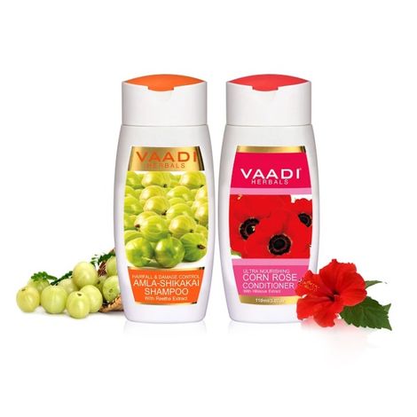 Buy Vaadi Herbals A mla Shikakai Shampoo - Hairfall & Damage Control with Corn Rose Conditioner (110 ml x 2)-Purplle