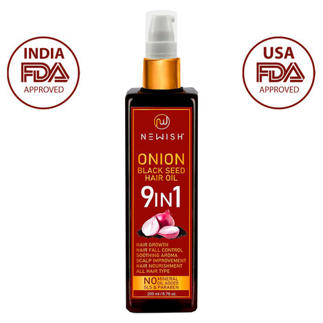 Buy Newish Onion Black Seed Hair Oil for Hair Growth for Men and Women Dandruff & Hairfall Control (200 ml)-Purplle